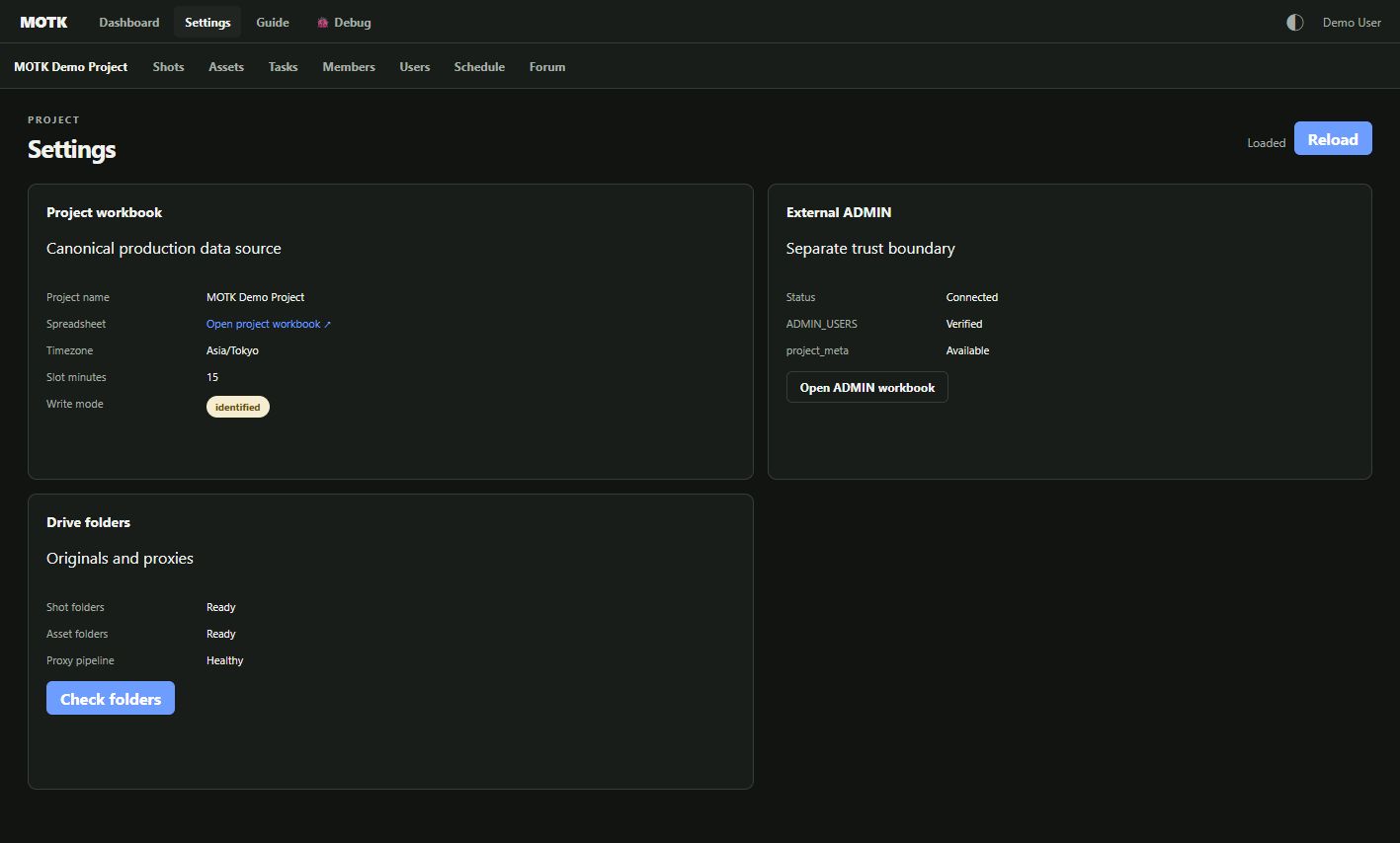 MOTK Settings overview